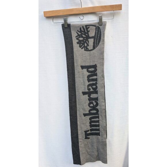 TIMBERLAND Two-Tone Gray REVERSIBLE LOGO Long Scarf Outdoors - Picture 1 of 6